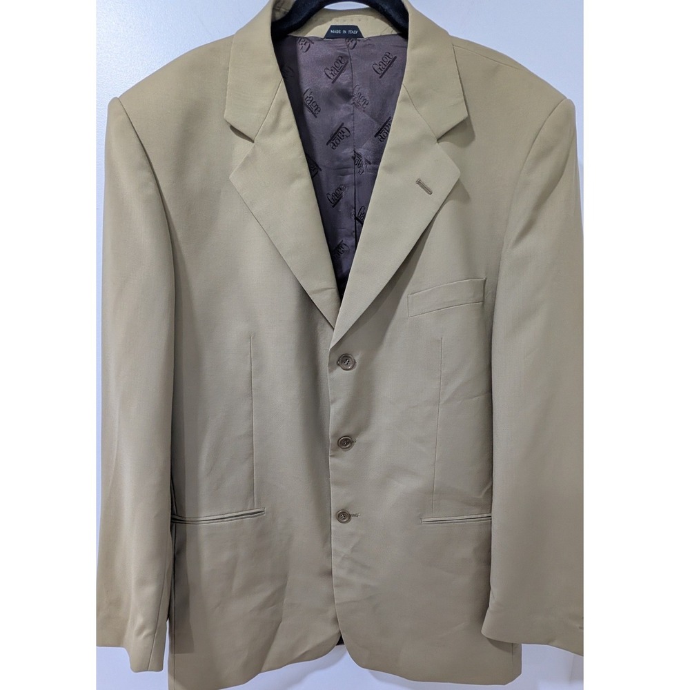 Vintage Gage Destino Tan Virgin Wool Blazer Made in Italy Mens 46R Sport Coat